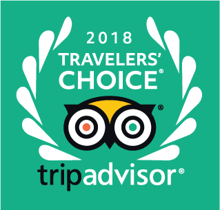 2018 Travelers' Choice logo from TripAdvisor featuring an owl design.