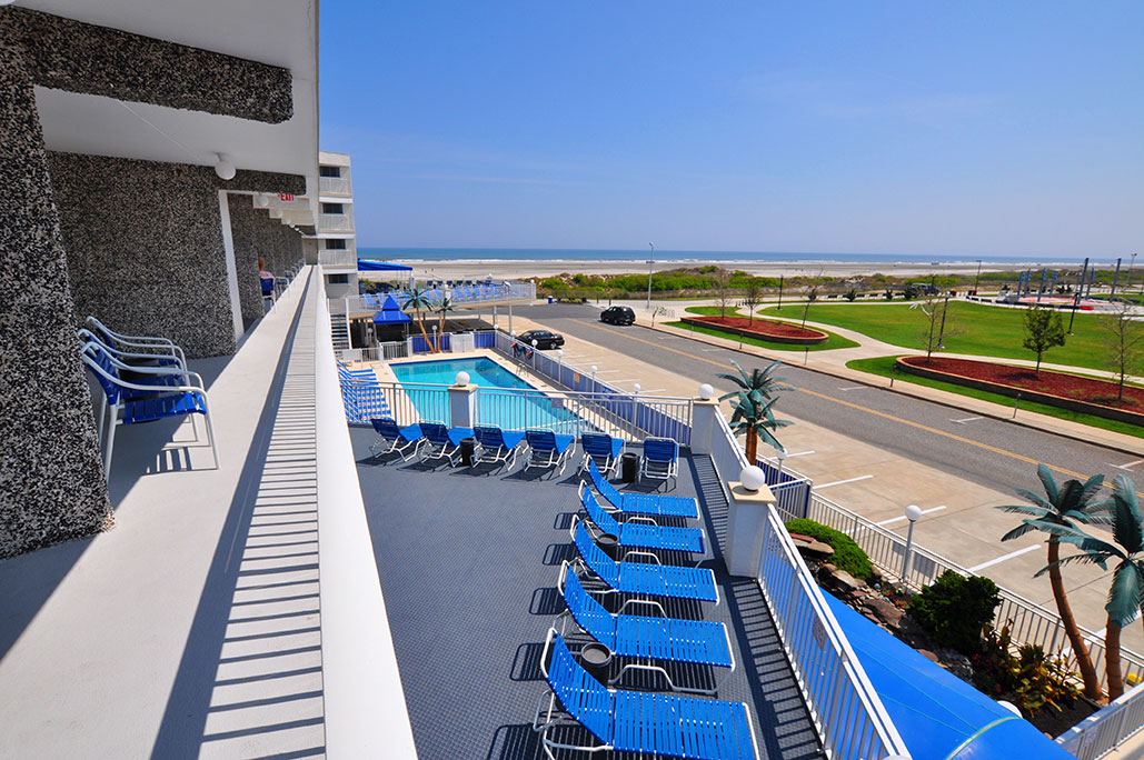 Armada by the Sea balcony view from two room oceanfront hotel suite in Wildwood NJ